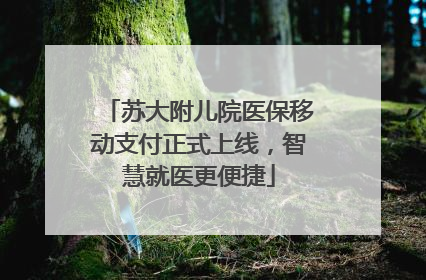 苏大附儿院医保移动支付正式上线，智慧就医更便捷